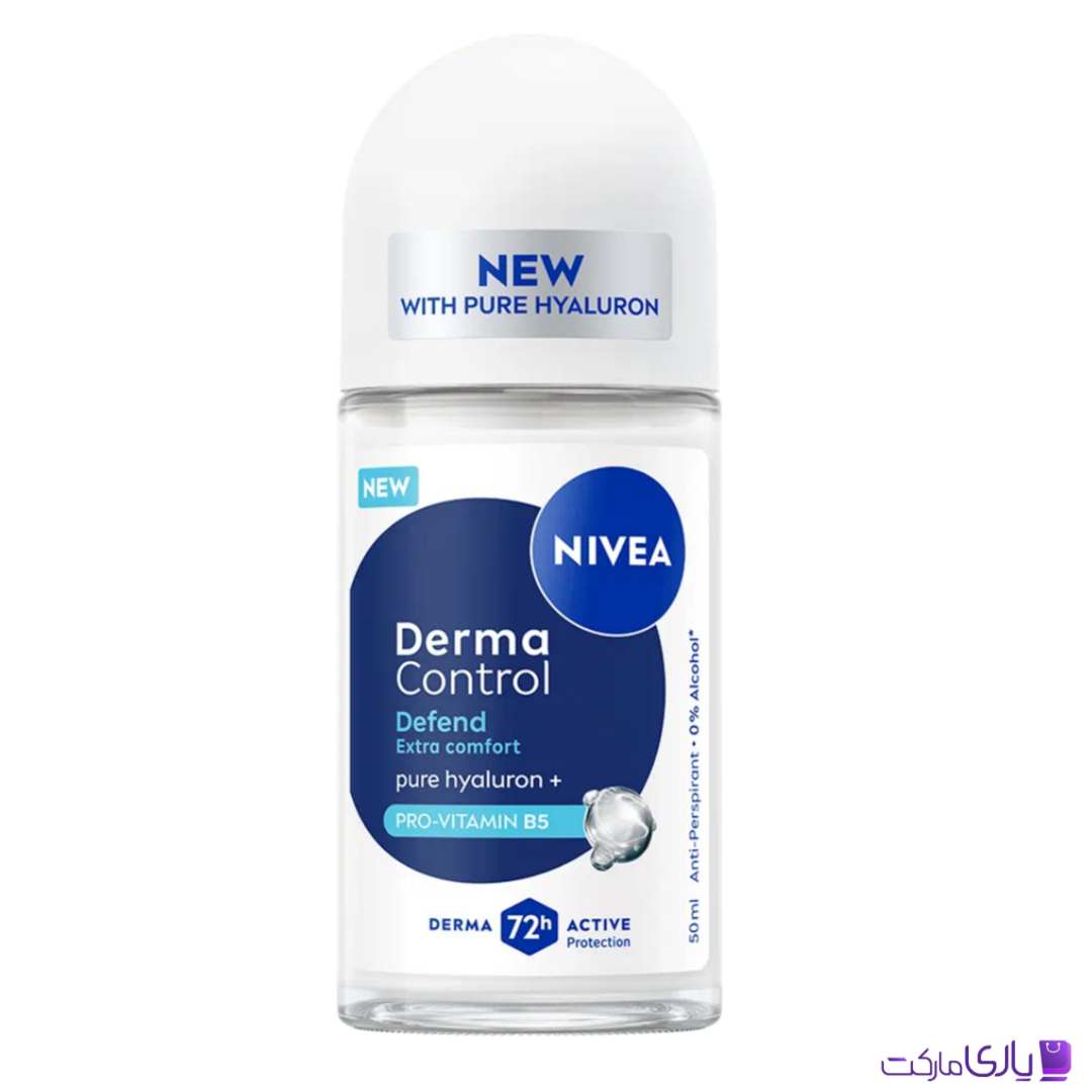 رول ضد تعریق زنانه نیوآ مدل Derma Control Defend با ماندگاری 72 ساعته حجم 50 میل