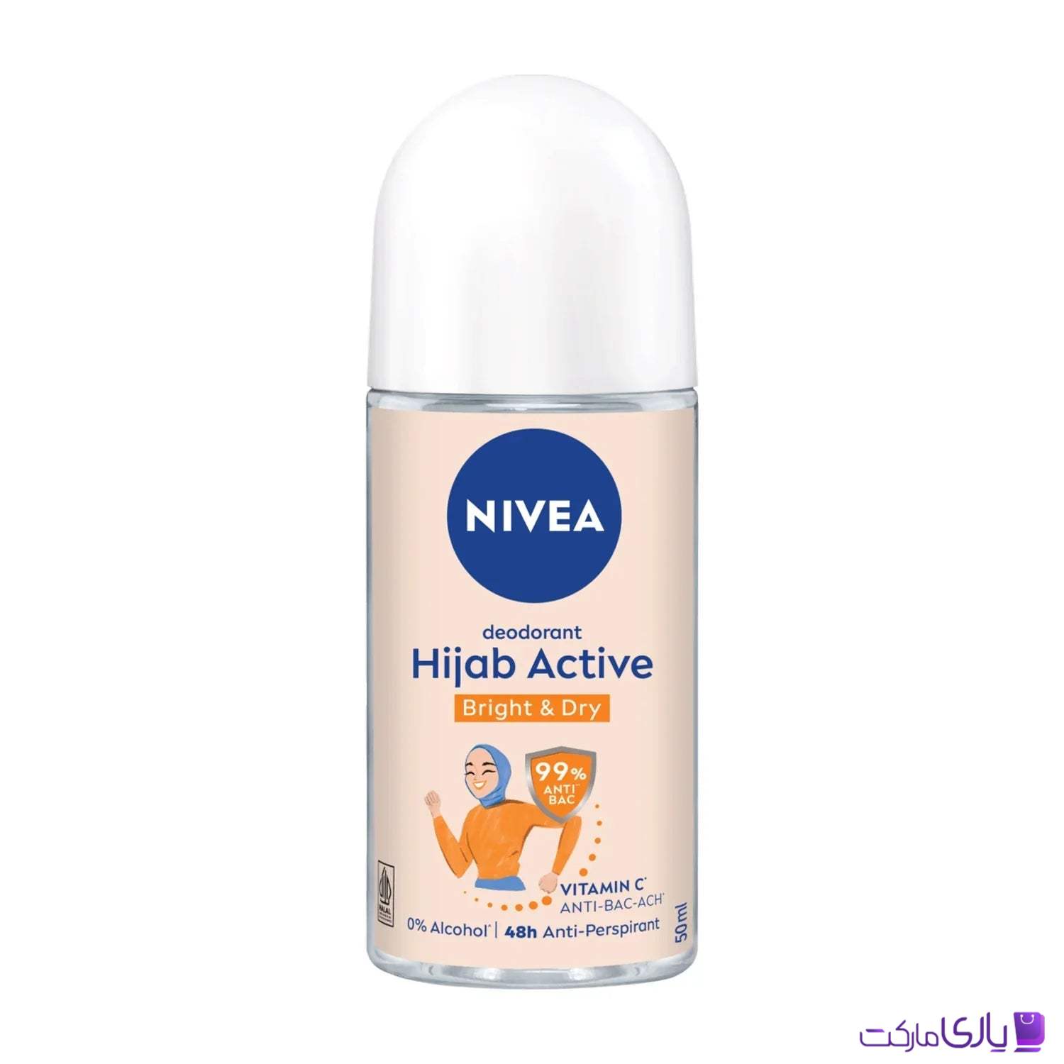 رول ضد تعریق زنانه نیوآ مدل Hijab Active Bright & Dry ماندگاری 48 ساعته حجم 50 میل