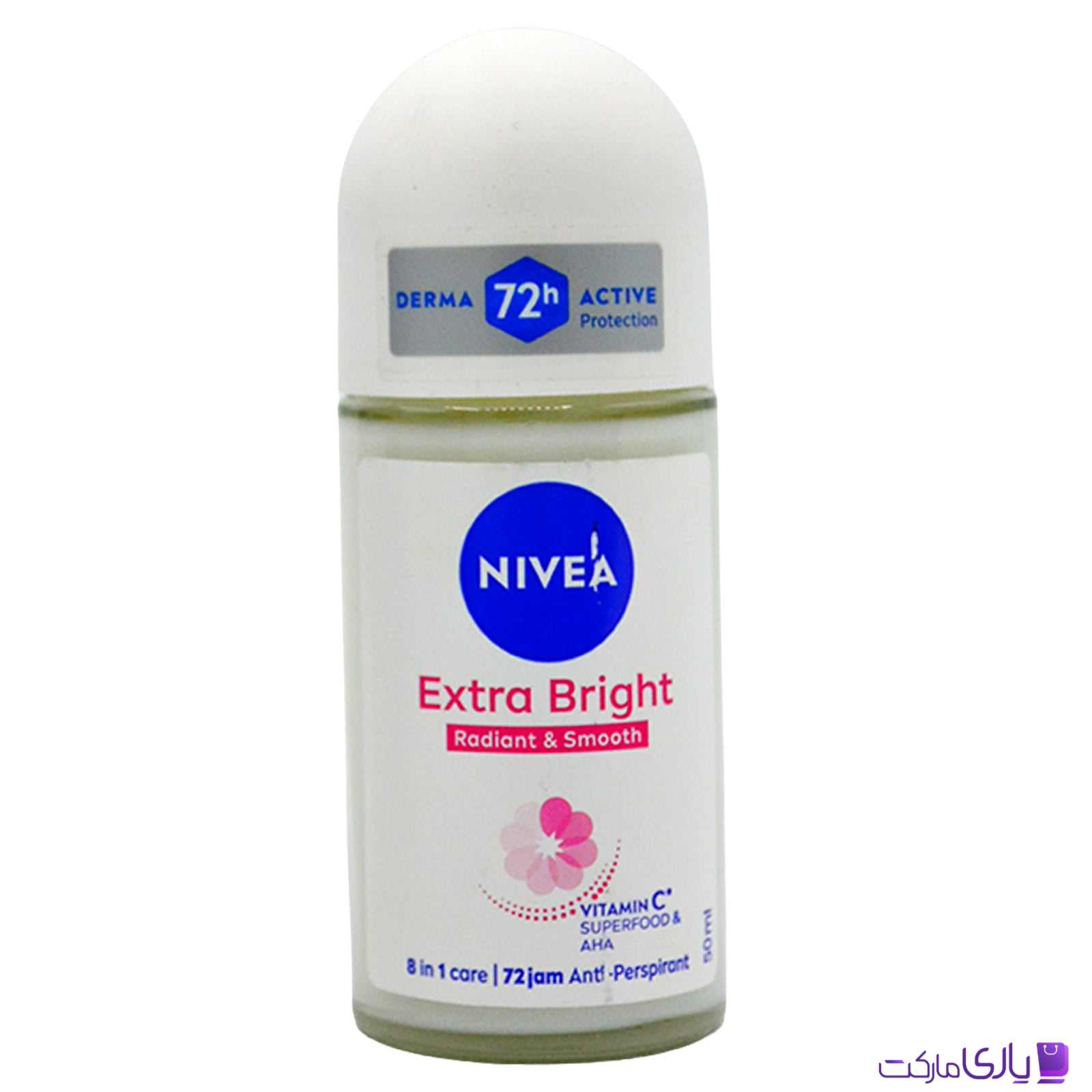 رول ضد تعریق زنانه نیوآ مدل Extra Bright Radiant & Smooth با ویتامین C و AHA، محافظت 72 ساعته حجم 50 میل