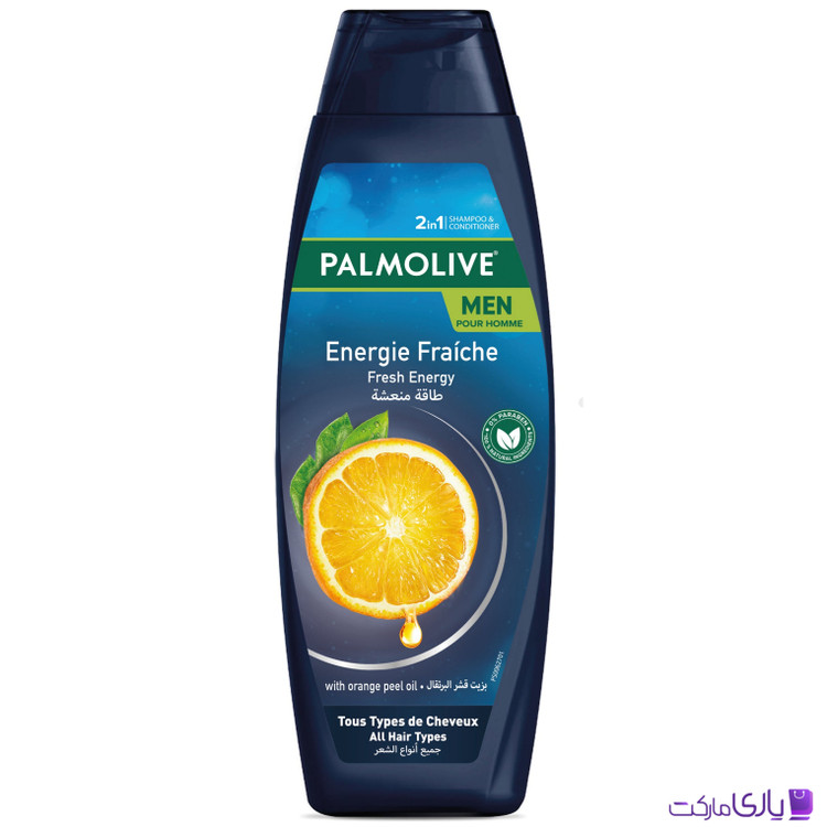 شامپو و نرمکننده 2 در 1 پالمولیو مردانه مدل Energie Fraîche با روغن پوست پرتقال مناسب انواع مو حجم 380 میل
