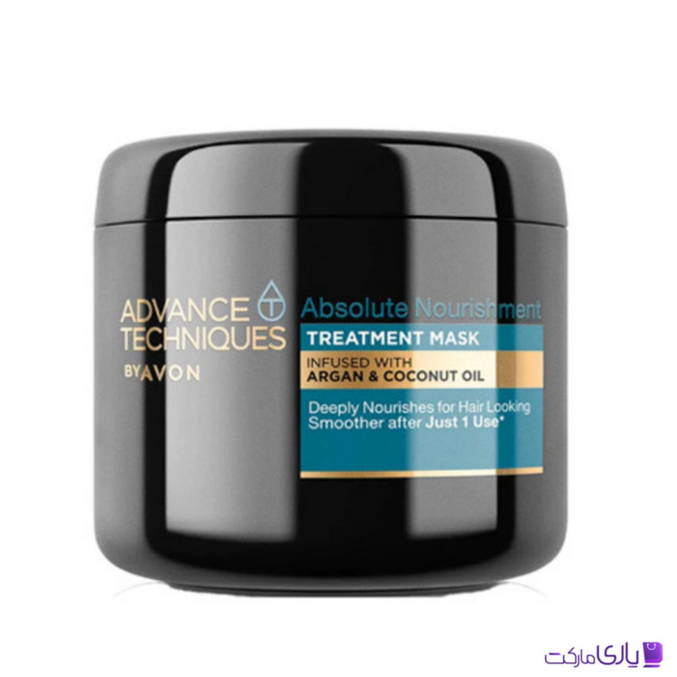 ماسک موی تغذیه کننده آون AVON حاوی روغن نارگیل و آرگان سری Absolute Nourishment حجم 375 میل