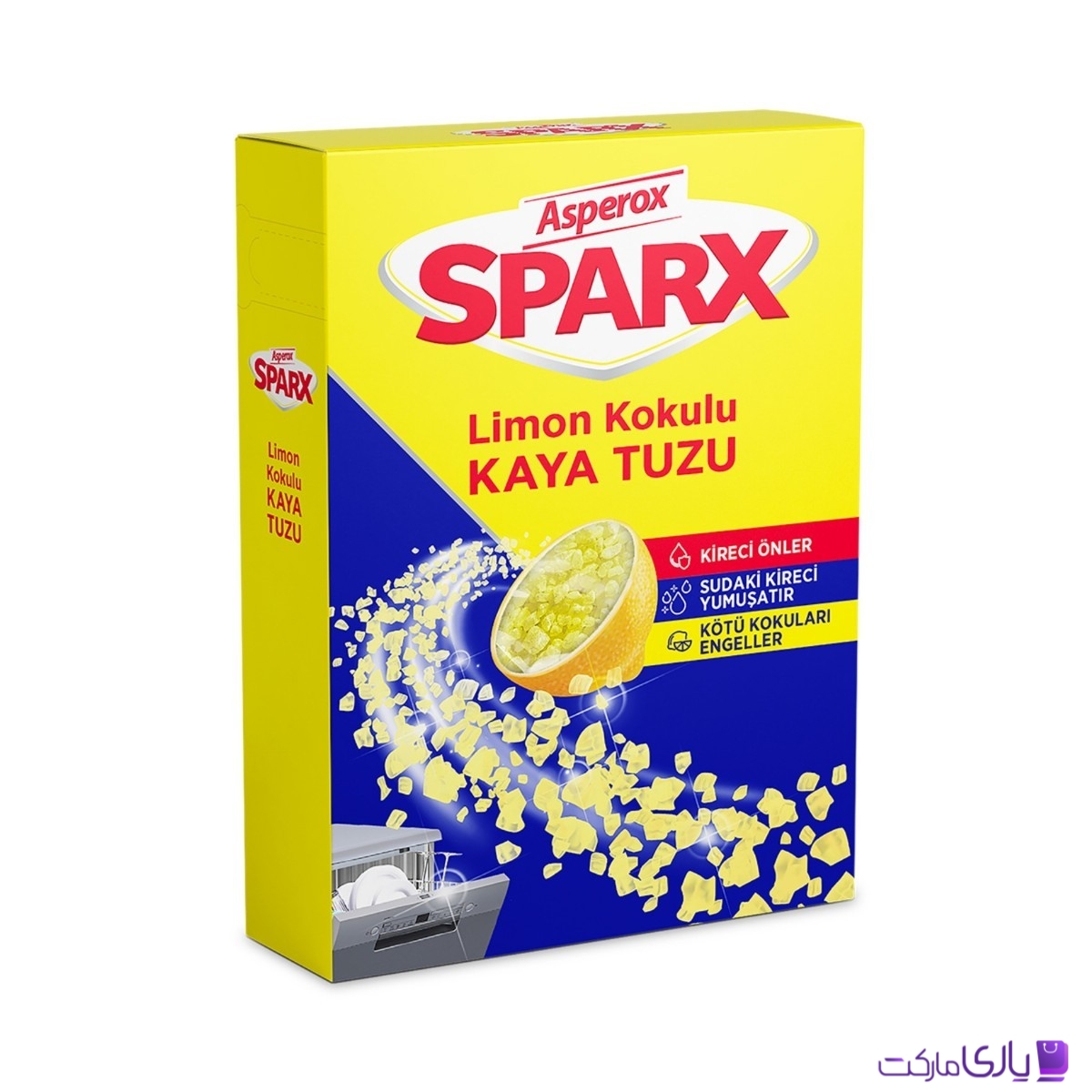 نمک ماشین ظرفشویی آسپروکس Asperox با رایحه لیمویی بسته 1.5 کیلویی