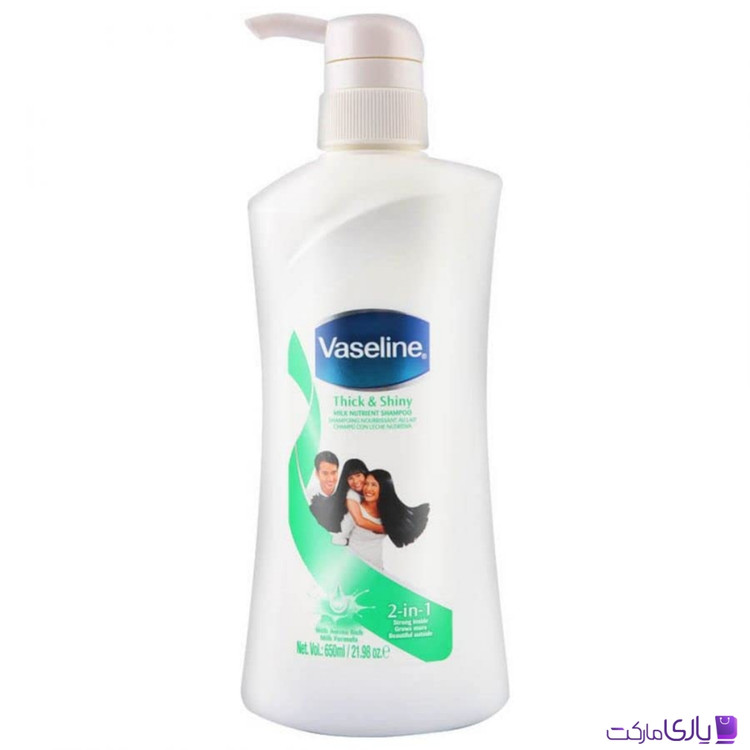 شامپو 2 در 1 وازلین مدل Thick & Shiny ضخیمکننده و براقکننده مو حجم 650 میل