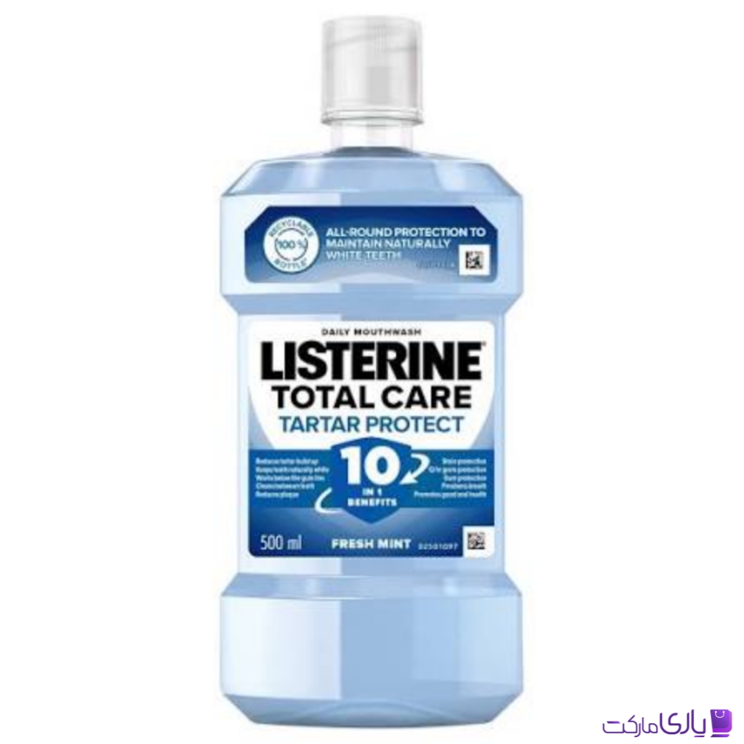 دهانشویه لیسترین مدل Total Care Tartar Protect با طعم نعناع تازه 10 کاره حجم 500 میل