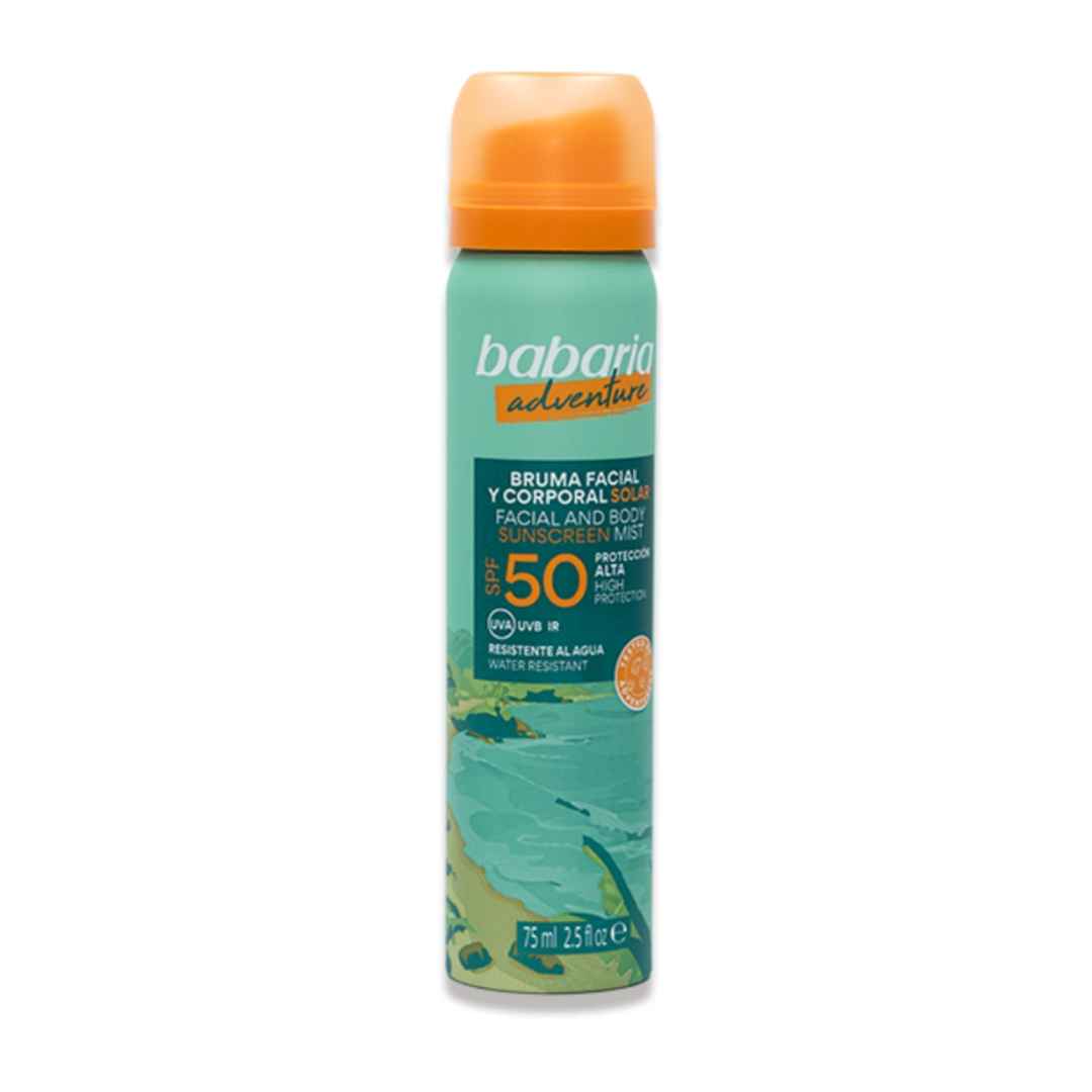 اسپری ضدآفتاب صورت و بدن باباریا مدل Adventure با SPF 50 حجم 75 میل