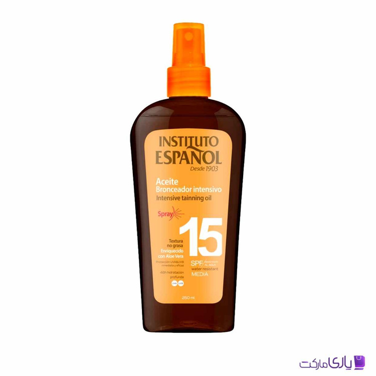 روغن برنزهکننده قوی اسپانول با SPF 15 حاوی عصاره آلوئهورا حجم 250 میل