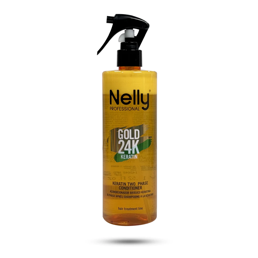 اسپری دو فاز کراتین گلد نلی Keratin Gold24 K ترمیم کننده مو حجم 400 میل