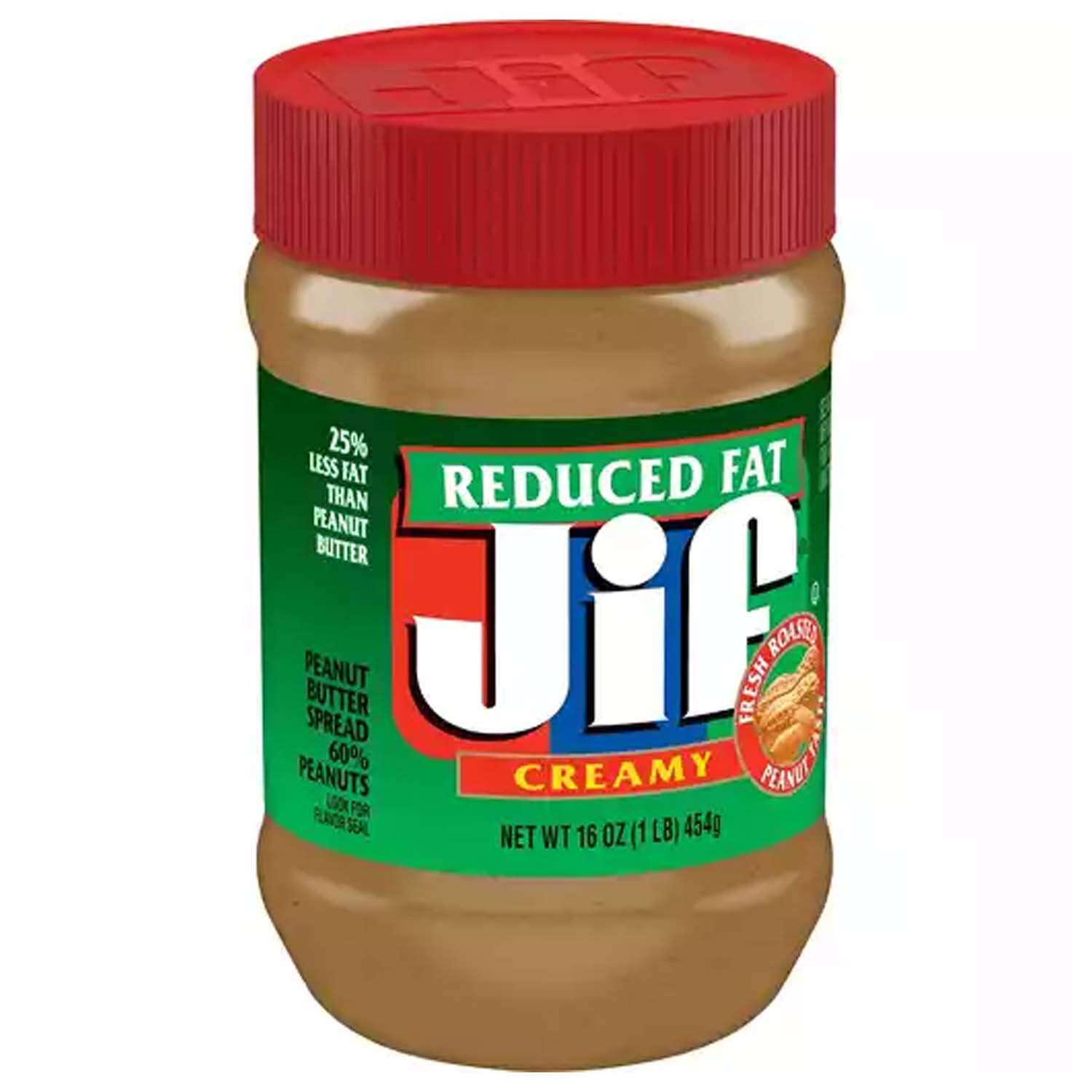 کره بادام زمینی جیف jif مدل کم چرب reduced fat وزن 454 گرم