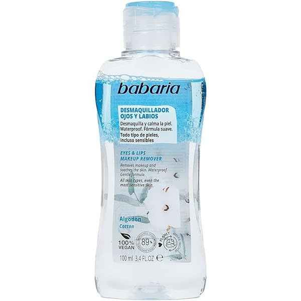 محلول پاککننده آرایش چشم و لب دو فاز باباریا مدل COTTON حجم 100 میل