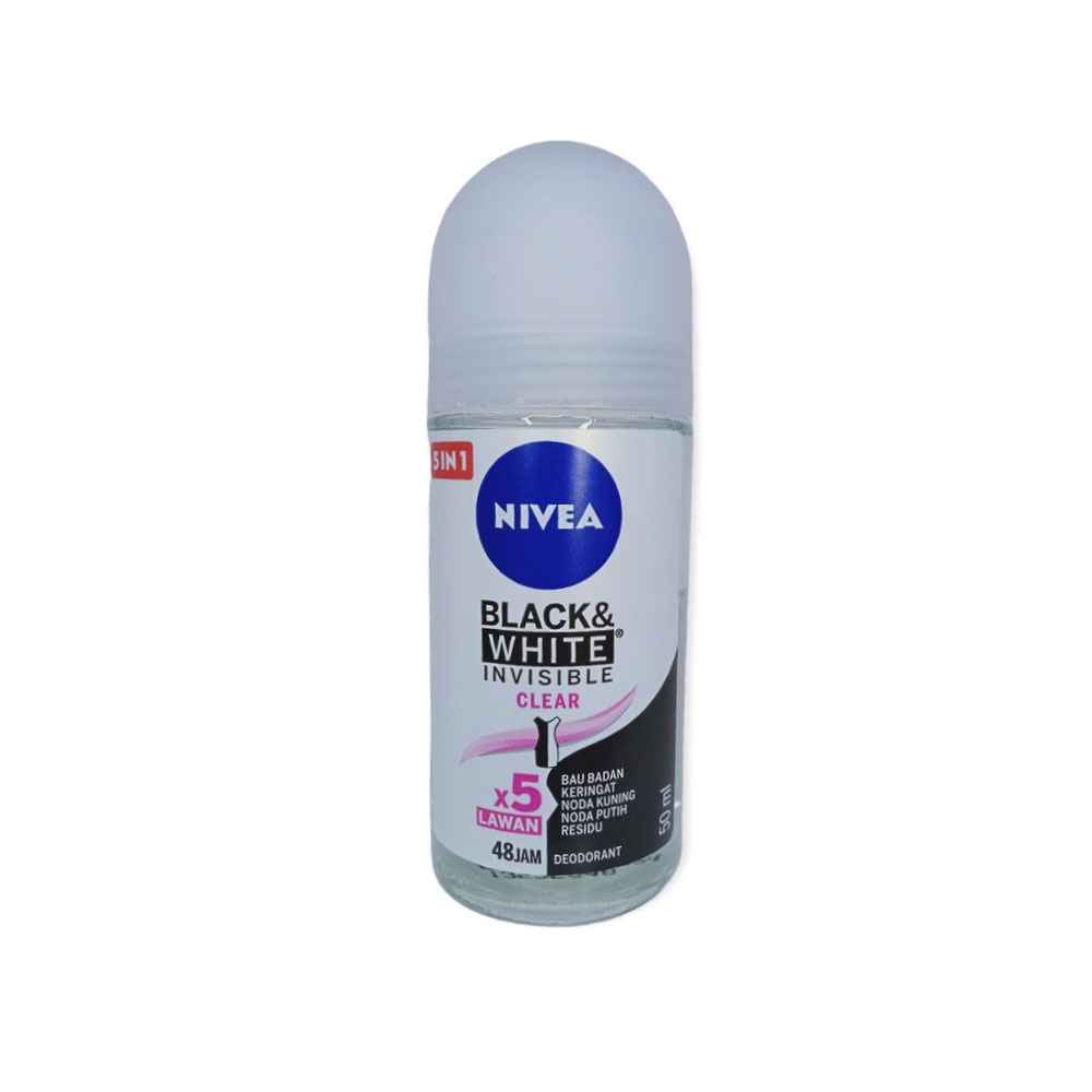 مام رول دئودورانت ضد تعریق زنانه نیوآ مدل Black & White Invisible Clear حجم 50 میل