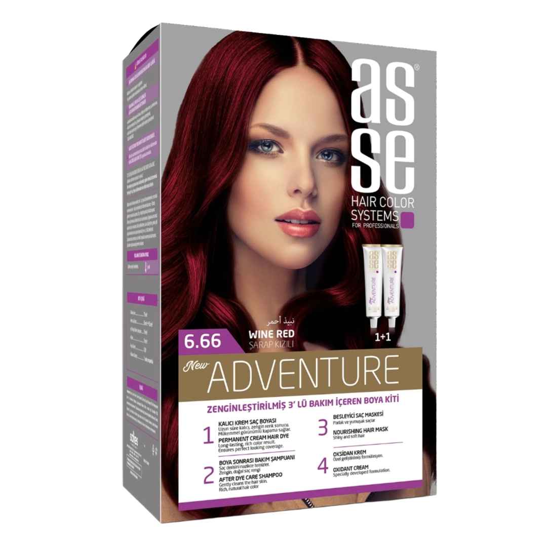 رنگ مو بدون آمونیاک آسه asse مدل ADVENTURE شماره 6.66 رنگ شراب قرمز 50 میل
