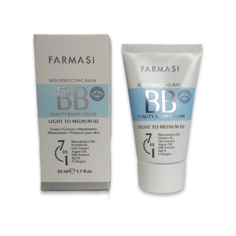 بی بی کرم 7 در 1 فارماسی رنگ روشن تا متوسط 02 با SPF15 حجم 50 میل