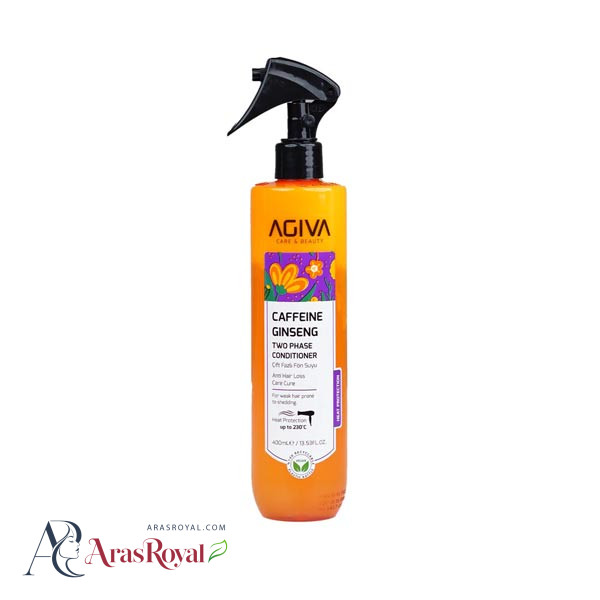 اسپری دوفاز ضد حرارت آگیوا Agiva حاوی کافئین و جنسینگ حجم 400 میل