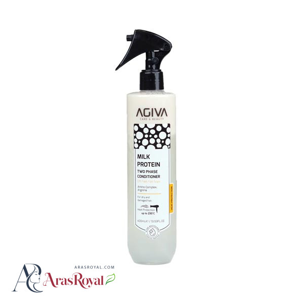 اسپری دوفاز ضد حرارت آگیوا Agiva حاوی پروتئین شیر حجم 400 میل
