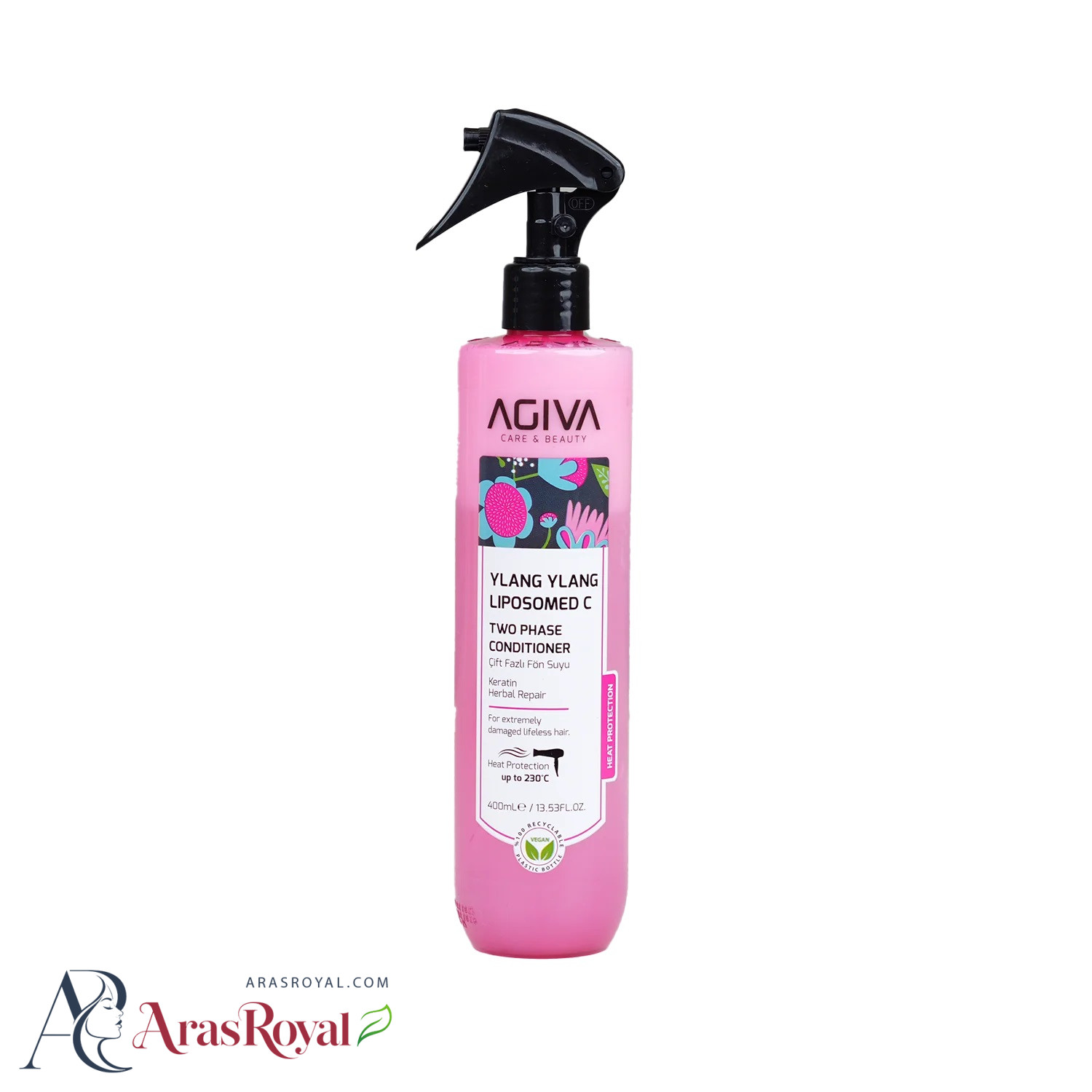 اسپری دوفاز ضد حرارت آگیوا Agiva حاوی ویتامین سی Ylang Ylang حجم 400 میل