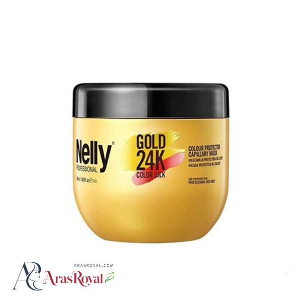 ماسک مو تثبیت کننده رنگ مو گلد 24K نلی Nelly حجم 500 میل