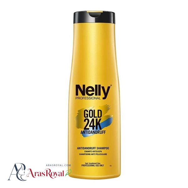 شامپو ضد شوره پروفشنال گلد نلی Nelly مدل Gold 24k Antidandruff حجم 400 میل