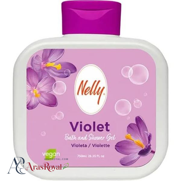 شامپو بدن و شاور ژل نلی Nelly رایحه گل بنفشه VIOLET حجم 750 میل