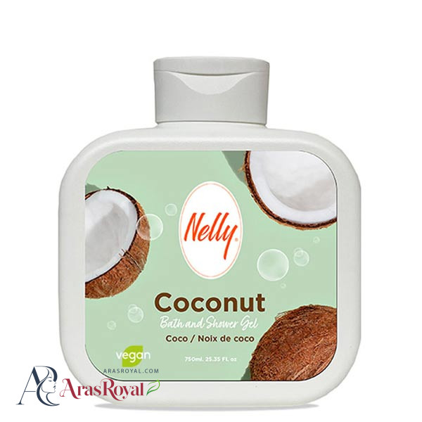 شامپو بدن و شاور ژل نلی Nelly رایحه نارگیل COCONOUT حجم 750 میل
