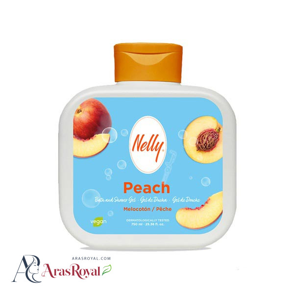 شامپو بدن و شاور ژل نلی Nelly رایحه هلو PEACH حجم 750 میل
