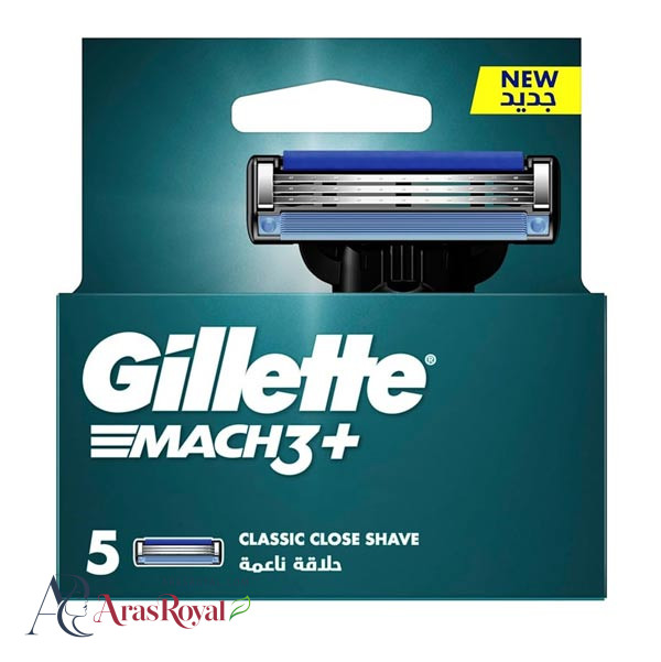 تیغ یدک ژیلت Gillette Mach 3 Plus سه لبه بسته 5 عددی