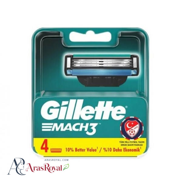 تیغ یدک ژیلت Gillette Mach 3 سه لبه بسته 4 عددی