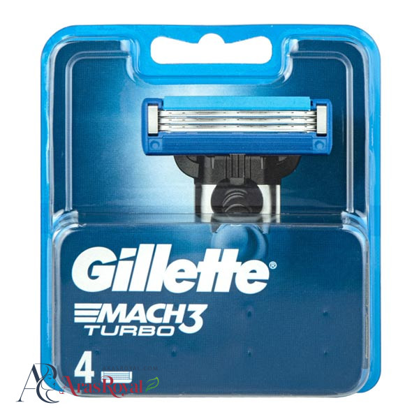 تیغ یدک ژیلت Gillette سه لبه مدل Mach 3 Turbo بسته 4 عددی
