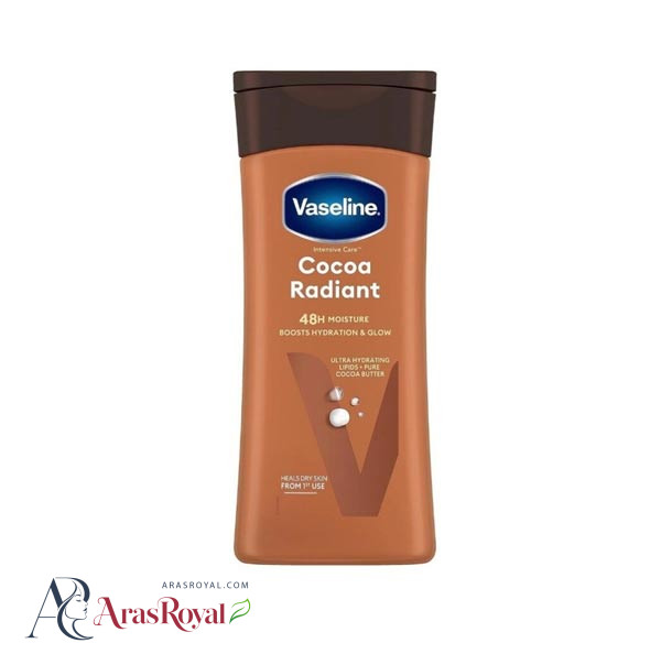 لوسیون بدن وازلین Vaseline مدل Cocoa Radiant رایحه کاکائو قهوه ای حجم 200 میل