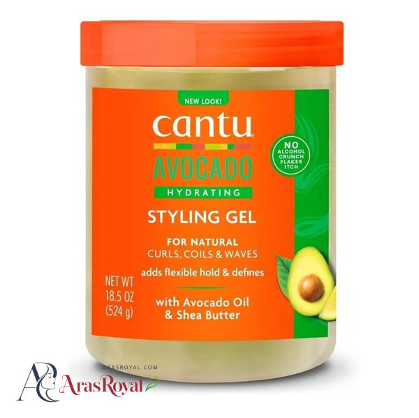 ژل موِی جدید حالت دهنده و آبرسان مو های فر کنتو Cantu حاوی روغن آووکادو حجم 524 میل