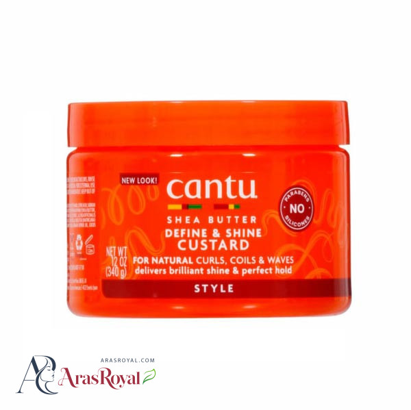 کاسترد حالت دهنده و براق کننده مو های فر کنتو Cantu حاوی شی باتر حجم 354 میل