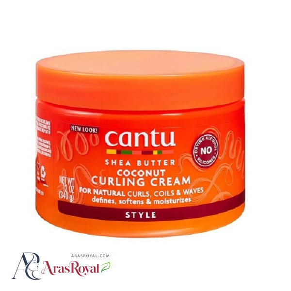 کرم مو بعد حمام کنتو Cantu شی باتر و نارگیل مدل Curling Cream حجم 340 میل