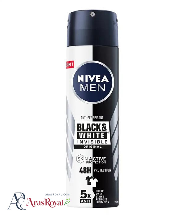 اسپری ضد تعریق مردانه نیوا Nivea مدل Black White Invisible Orginal حجم 150 میل