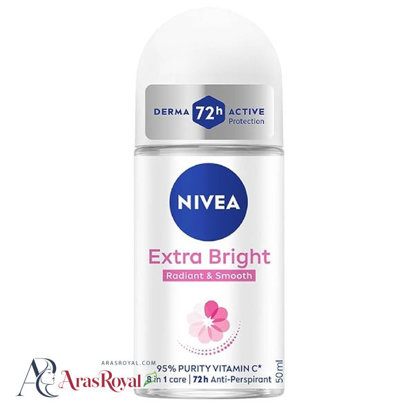 مام رولی ضد تعریق نیوا Nivea زنانه مدل Extra Bright Radian and Smooth روشن کننده حجم 50 میل