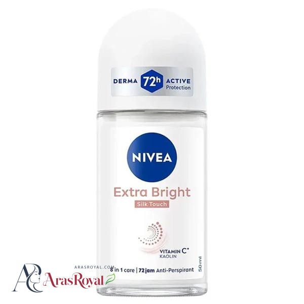 مام رولی ضد تعریق نیوا Nivea زنانه مدل Extra Bright Silk Touch روشن کننده حجم 50 میل