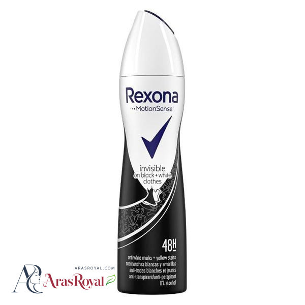 اسپری ضد تعریق زنانه رکسونا Rexona مدل Invisible Black And White بلک اند وایت ایتالیا حجم 200 میل