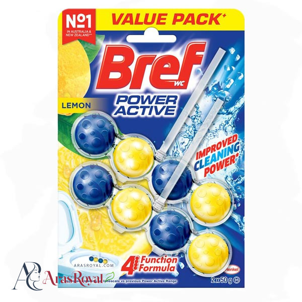 قرص توالت فرنگی برف Bref مدل توپی رایحه لیمو بسته 8 عددی