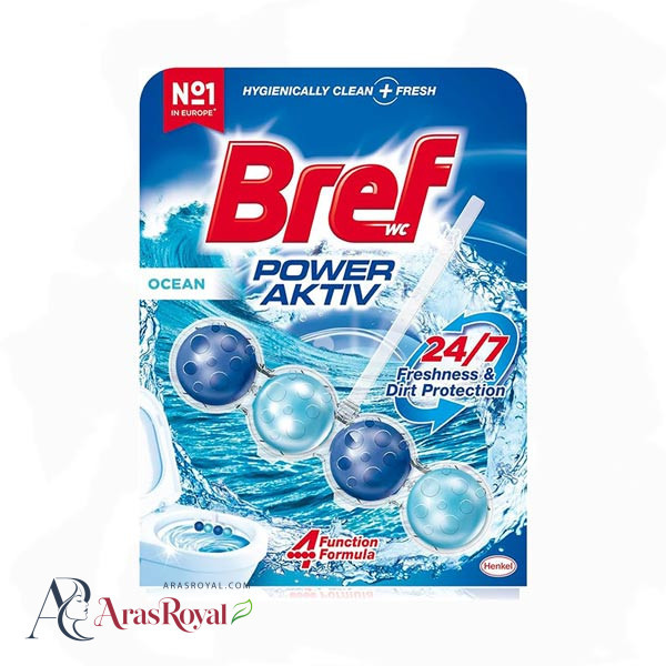 قرص توالت فرنگی برف Bref مدل توپی رایحه اقیانوس بسته 4 عددی