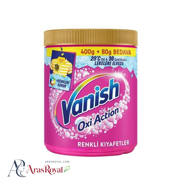 پودر لکه بر لباس ونیش Vanish مدل Oxi Action مناسب لباس های رنگی حجم 480 گرم