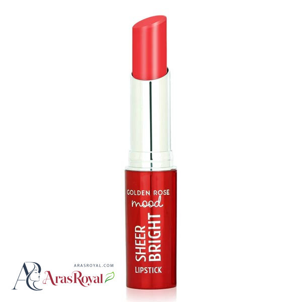 رژ لب جامد براق گلدن رز Golden Rose مدل Sheer Bright رنگ Coral Red شماره 103
