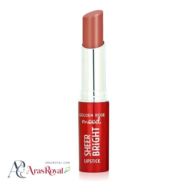 رژ لب جامد براق گلدن رز Golden Rose مدل Sheer Bright رنگ Nude Glow شماره 101