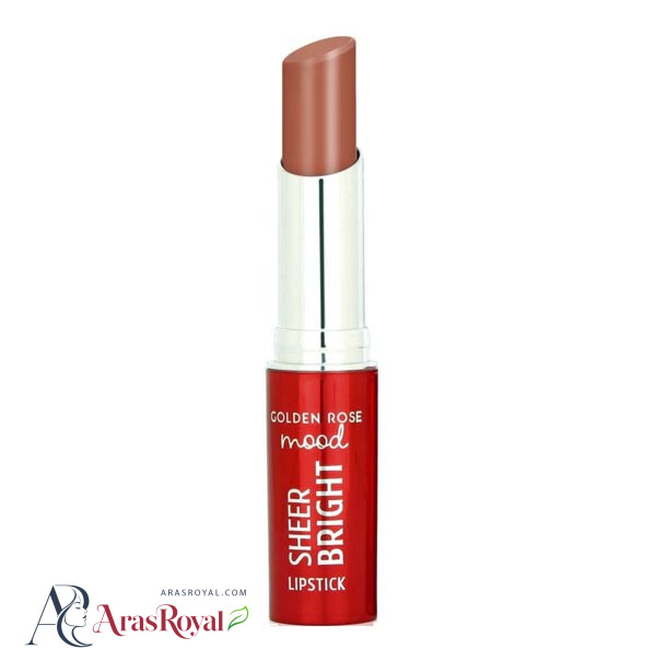 رژ لب جامد براق گلدن رز Golden Rose مدل Sheer Bright رنگ Nude Latte شماره 104