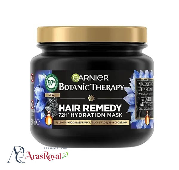 ماسک مو آبرسان گارنیر Garnier مدل Botanic Therapy بوتانیک حاوی روغن سیاه دانه و زغال فعال حجم 340 میل