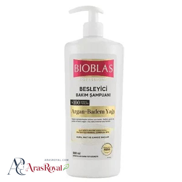 شامپو تقویت کننده بیوبلاس BIOBLAS حاوی روغن آرگان و بادام حجم 900 میل