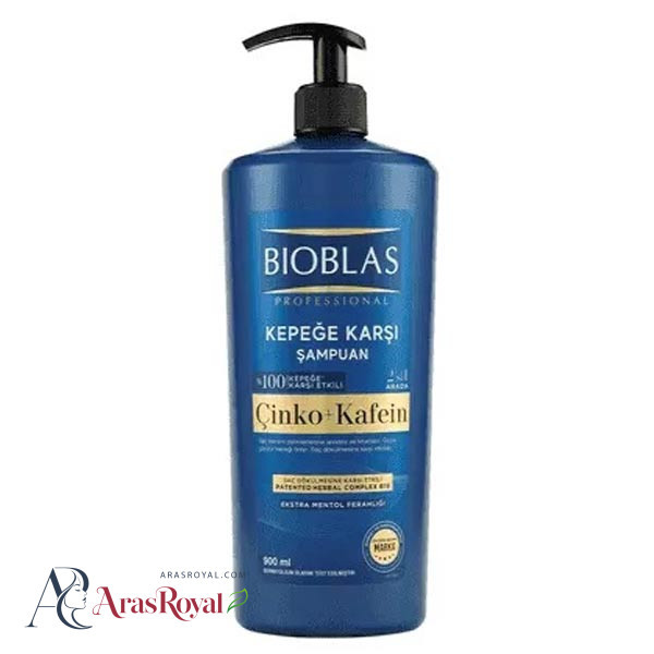 شامپو ضد شوره بیوبلاس BIOBLAS حاوی کافئین و زینک حجم 900 میل