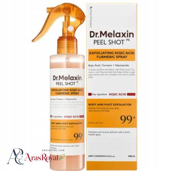 اسپری لایه بردار و روشن کننده نواحی تیره بدن دکتر ملاکسین Dr.Melaxin مدل Peel Shot حجم 200 میل