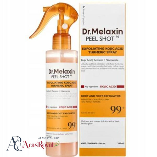 اسپری لایه بردار و روشن کننده نواحی تیره بدن دکتر ملاکسین Dr.Melaxin مدل Peel Shot حجم 200 میل