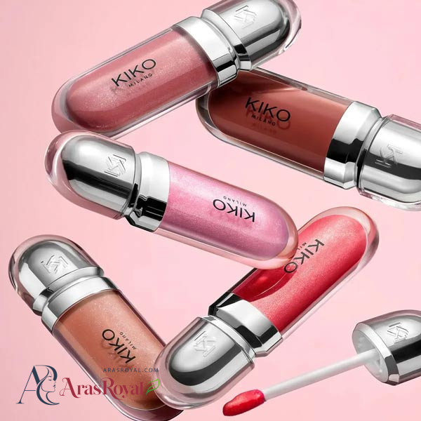 لیپ گلاس براق کیکو KIKO مدل 3D Hydra Gloss رنگ Pearly Natural Rose شماره 32