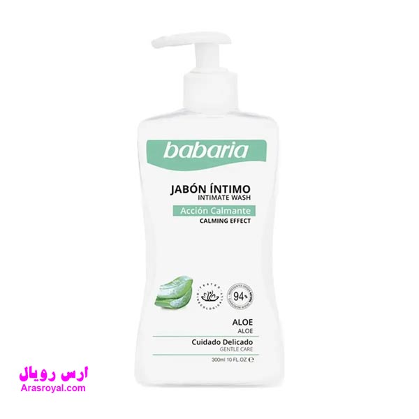 ژل شستشوی بانوان باباریا babaria حاوی عصاره آلوئه ورا مدل ضد التهاب حجم 300 میل
