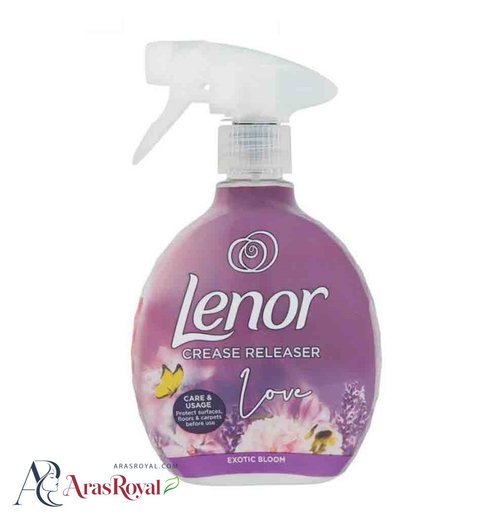 اسپری * ضد چروک و اتو کننده لباس لنور Lenor رایحه EXOTIC BLOOM (گل یاسمن) حجم 500 میل