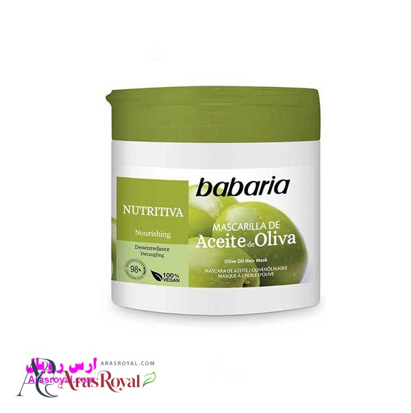ماسک موی مرطوب کننده باباریا babaria حاوی روغن زیتون حجم 400 میل